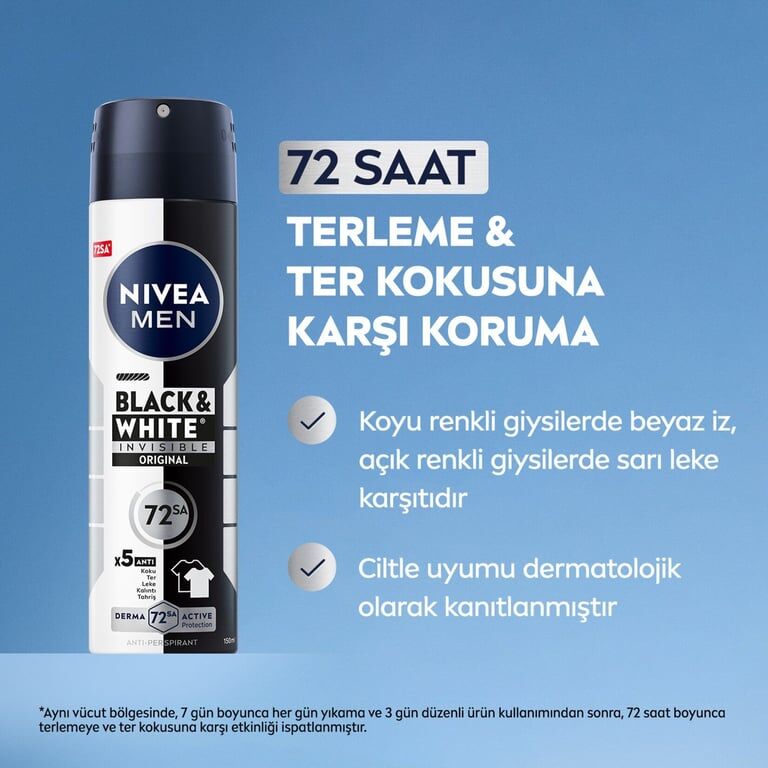 Nivea Erkek İnvisible Black&White Deodorant 150 ml