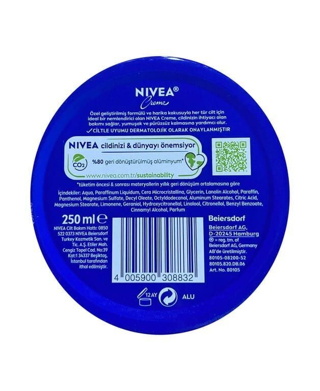 Nivea Creme Mavi Teneke Krem 250 ml