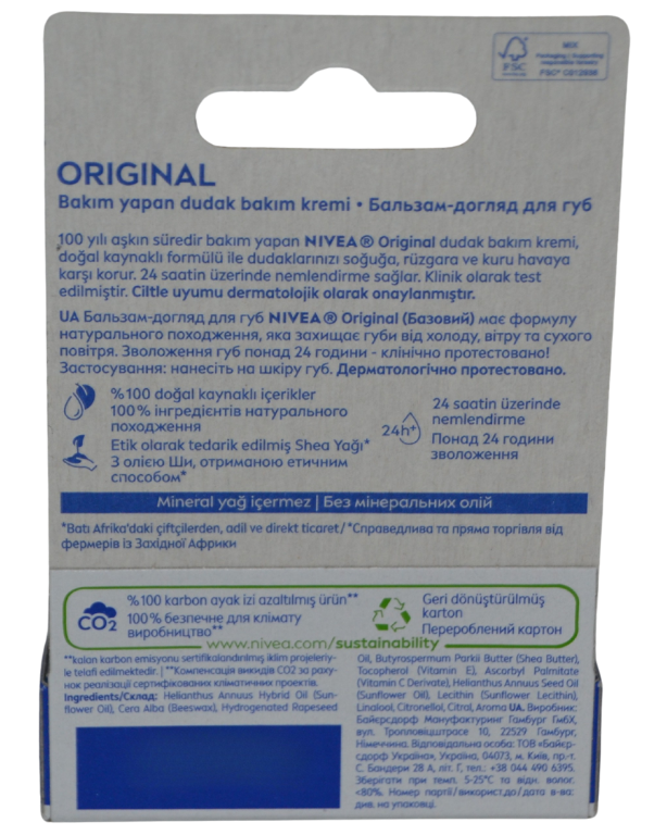 Nivea Dudak Kremi Renksiz Orıgınal 4,8G