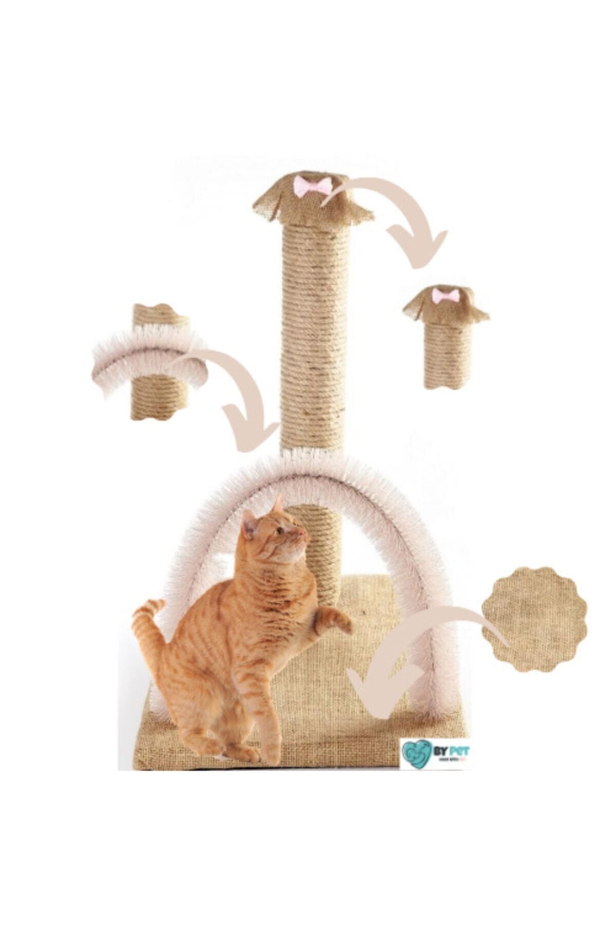 Bypet Kedi Kaşıma Ve Tırmalama Tahtası Antrasit Pembe
