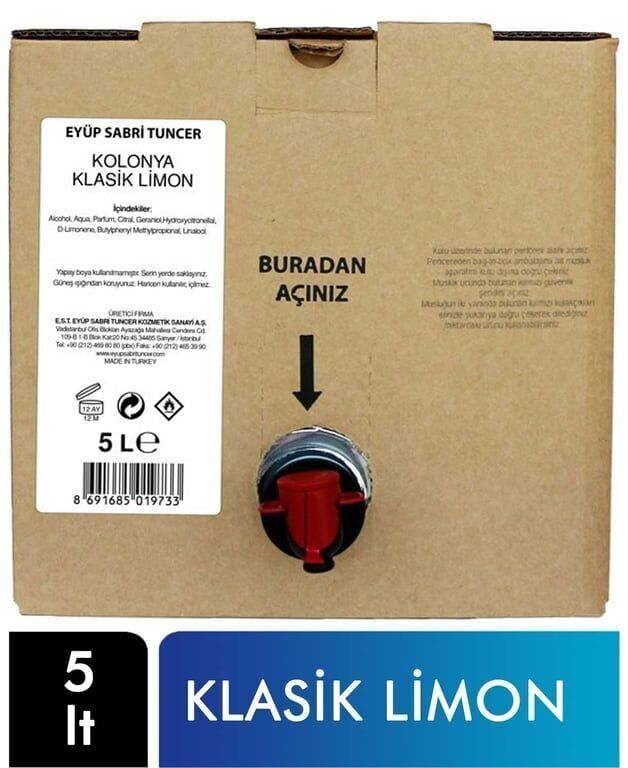 Eyüp Sabri Tuncer 5 Litre Limon Kolonyası