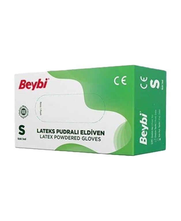 Beybi Muayene Eldiveni 100'lü Kutu Pudralı Küçük Boy Lateks