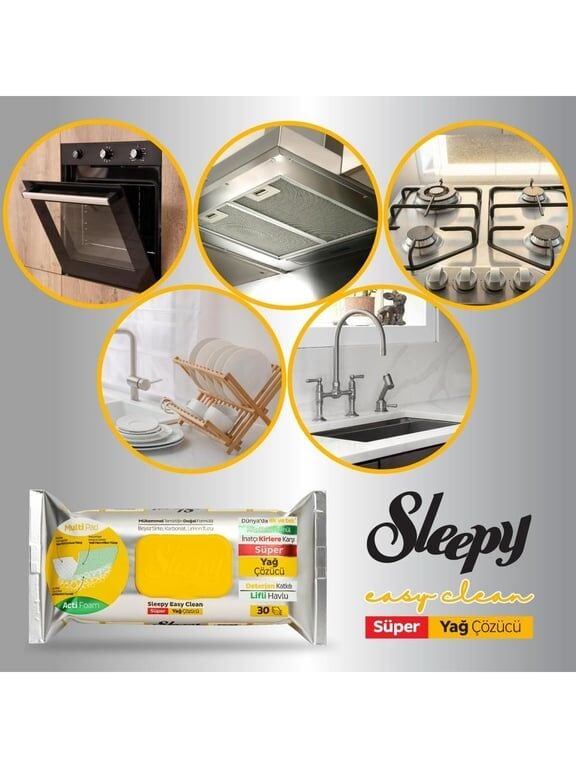 Sleepy Easy Clean Yağ Çözücü Havlu Islak Mendil 30 Yaprak