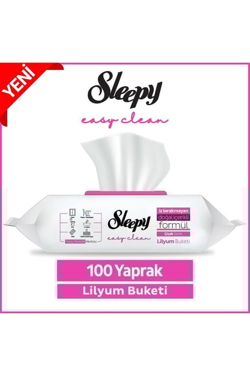 Sleepy Easy Clean Lilyum Buketi Yüzey Temizlik Havlusu Islak Mendil 100 Lü
