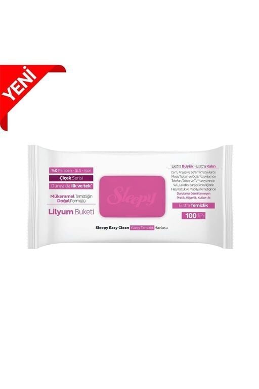 Sleepy Easy Clean Lilyum Buketi Yüzey Temizlik Havlusu Islak Mendil 100 Lü