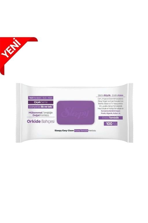 Sleepy Easy Clean Orkide Bahçesi Yüzey Temizlik Havlusu Islak Mendil 100 Lü