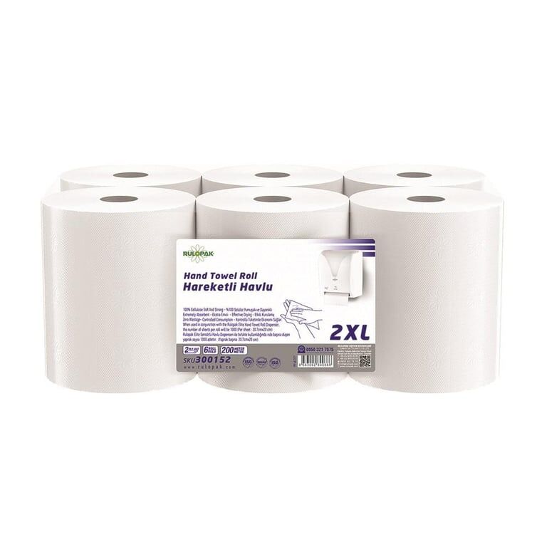 Rulopak Hareketli Havlu 2XL 20,7 Cm 200 Metre 6'Lı Paket