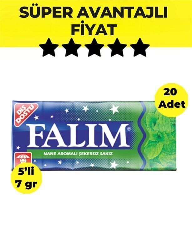 Falım Nane 5'li 7 gr 20 Adet Sakız Adet (1 Adet)