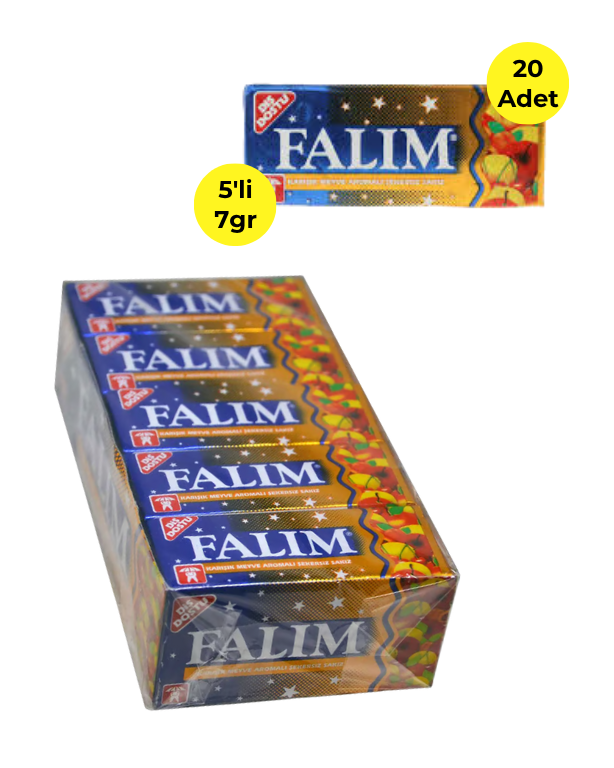 Falım Sakız 7 gr 20'li Paket Karışık Meyve Aromalı Adet (1 Adet)