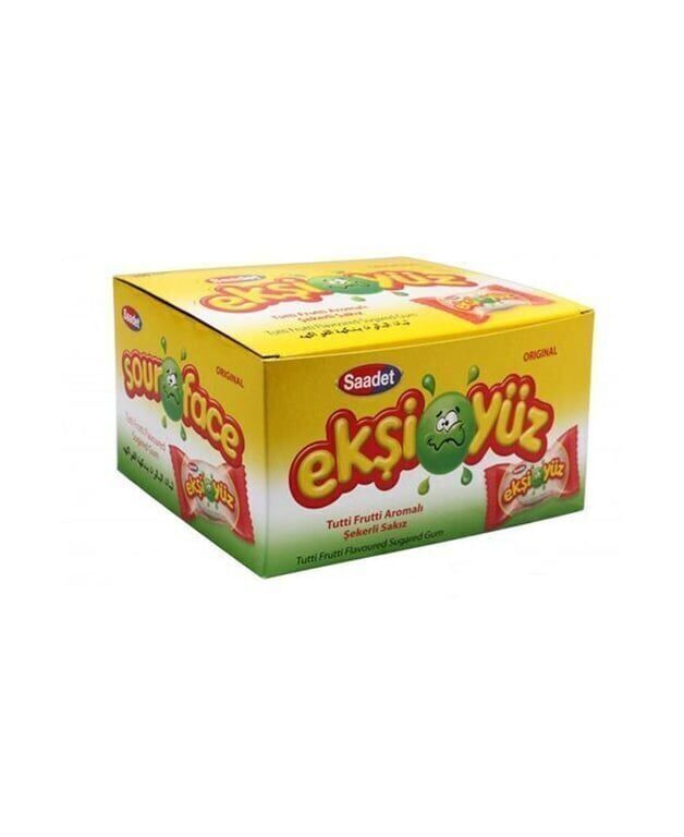 Ekşi Yüz 100'lü Paket Tutti Frutti Aromalı Sakız Adet (1 Adet)