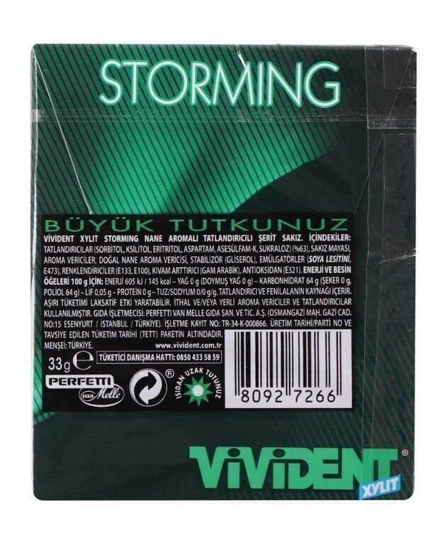 Vivident Storming Nane Aromalı Sakız 33gr X 18'li Paket Adet (1 Adet)