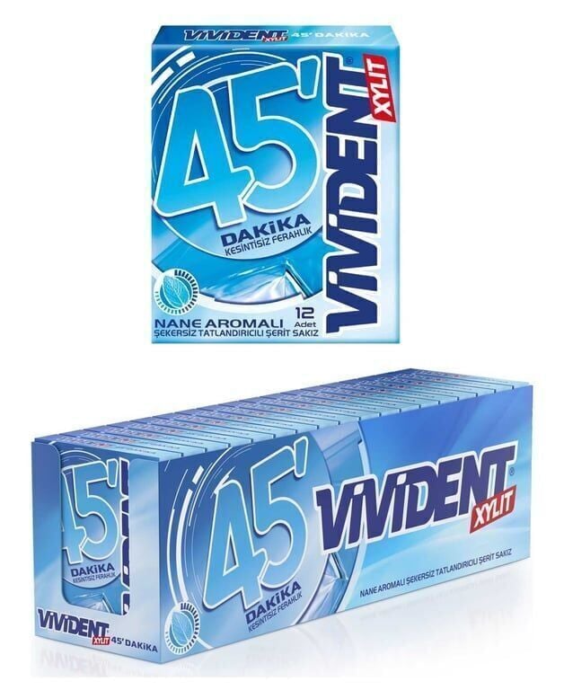 Vivident 45 Dakika Nane Aromalı Sakız 33gr X 18'li Paket Paket (1 Adet)