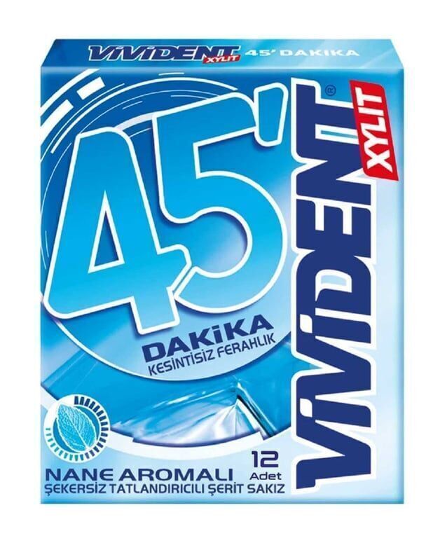 Vivident 45 Dakika Nane Aromalı Sakız 33gr X 18'li Paket Koli (20 Adet)