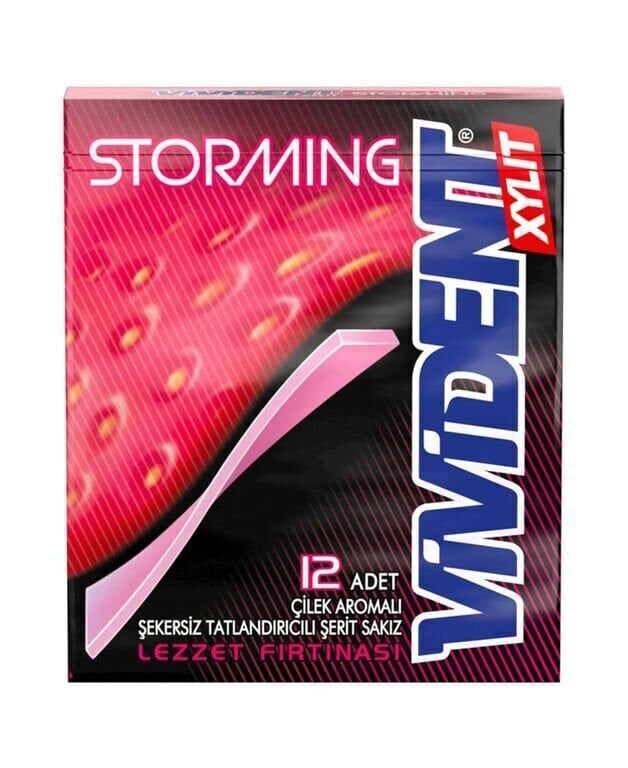 Vivident Storming Çilek Aromalı Sakız 33gr X 18'li Paket Adet (1 Adet)