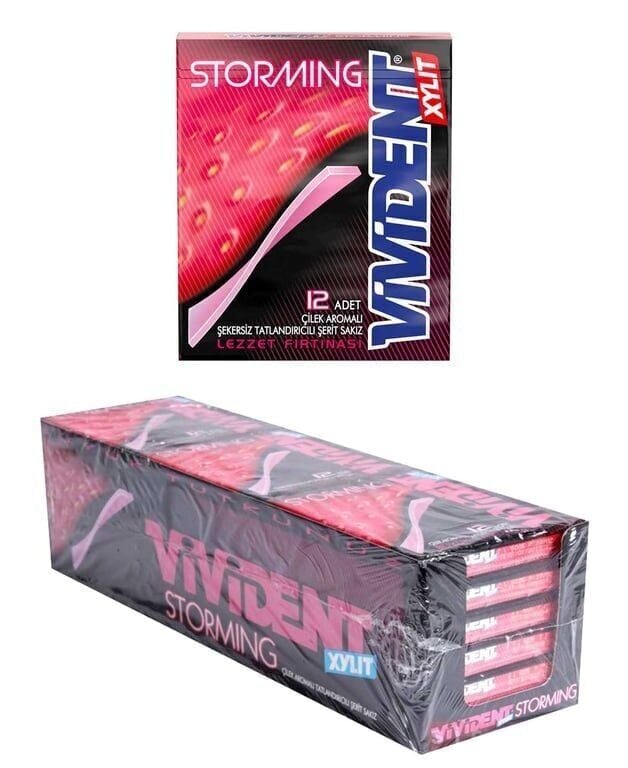 Vivident Storming Çilek Aromalı Sakız 33gr X 18'li Paket Adet (1 Adet)