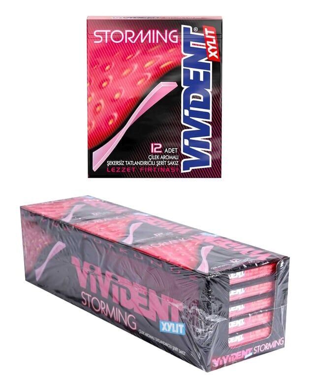 Vivident Storming Çilek Aromalı Sakız 33gr X 18'li Paket Adet (1 Adet)