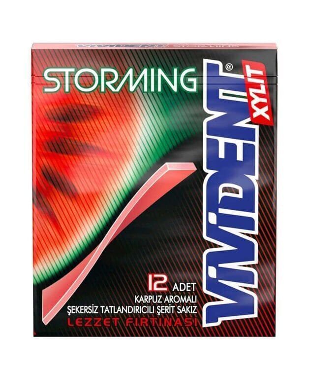 Vivident Storming Karpuz Aromalı Sakız 33gr X 18'li Paket Adet (1 Adet)