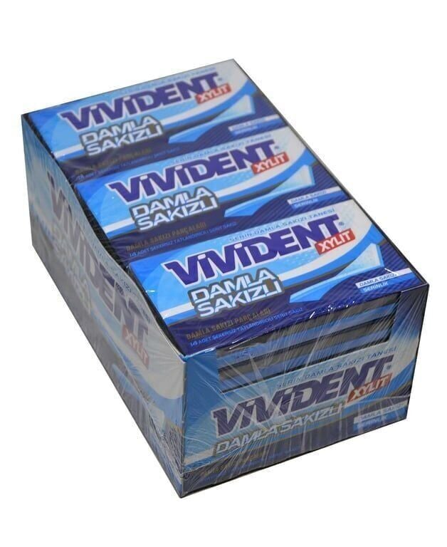 Vivident Xylit Damla Sakızlı Şekersiz Tatlandırıcılı Şerit Sakız 26 gr X 18'li Paket Adet (1 Adet)