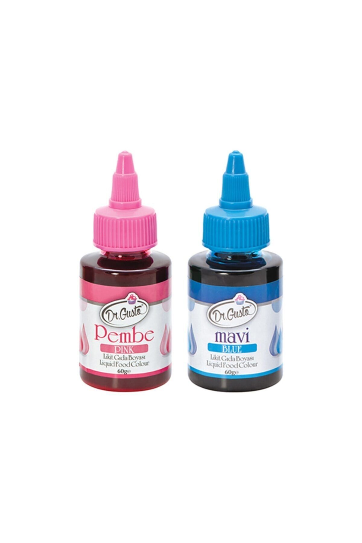 60 Gr 2 Li Mavi-pembe Su Bazlı Likit Sıvı Gıda Boyası 2 Adet