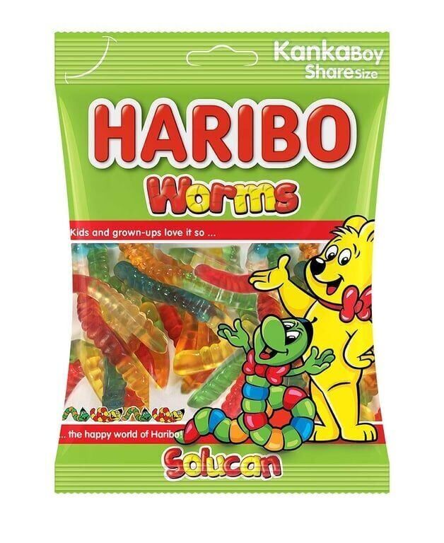 Haribo Yumuşak Şekerleme 80 gr Solucan Paket (24 Adet)