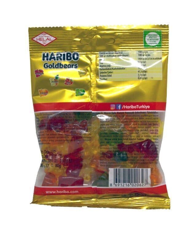 Haribo Yumuşak Şekerleme 80 gr Altın Ayıcık Koli (36 Adet)