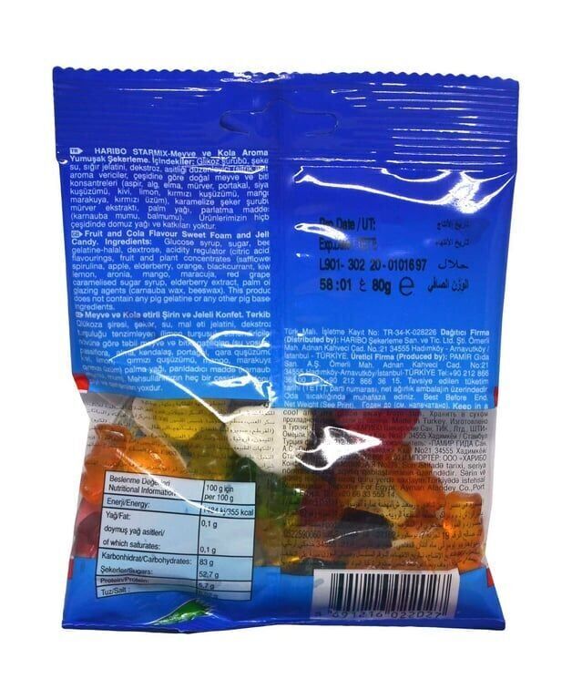 Haribo Yumuşak Şekerleme 80 gr Star Mix Koli (24 Adet)