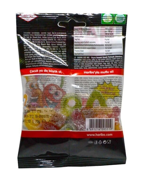 Haribo Yumuşak Şekerleme 70 gr Mix Fizz Paket (24 Adet)