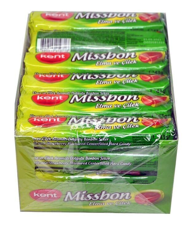 Missbon Şeker 43 gr 24'lü Paket Elma & Çilek Aromalı Paket (1 Adet)
