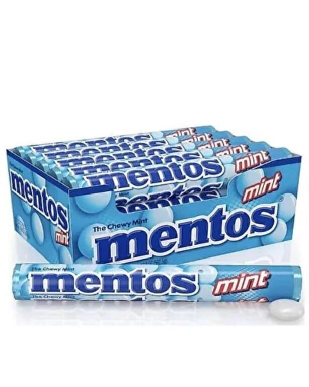 Mentos Şekerleme 37,5 gr X 20'li Paket Nane Aromalı Çiğnenen Draje Koli (16 Adet)
