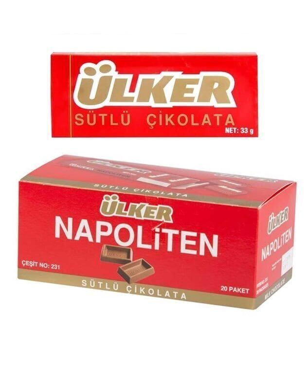 Ülker Napoliten Sütlü Çikolata 33 gr 20'li Paket Paket (1 Adet)
