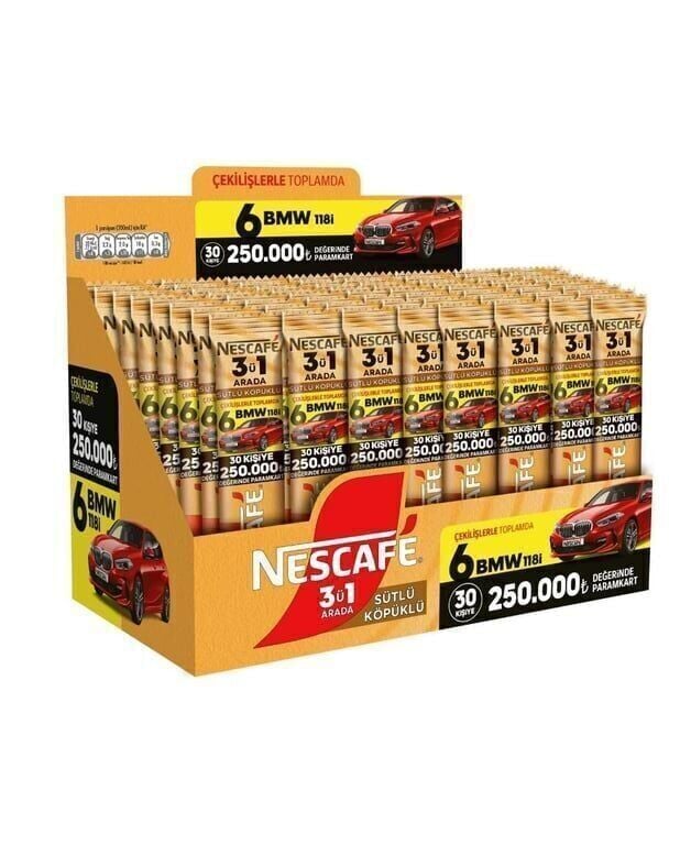 Nescafe 3'ü 1 Arada Sütlü Köpüklü 18 Gr 48'li Paket Koli (12 Adet)