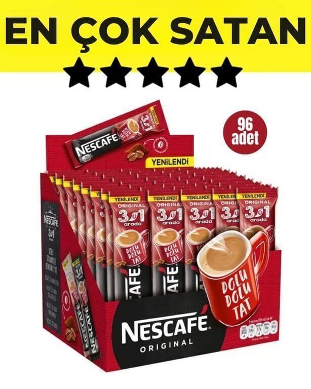 Nescafe 3'ü 1 Arada 17,5 gr x 96'lı Paket Original Adet (1 Adet)