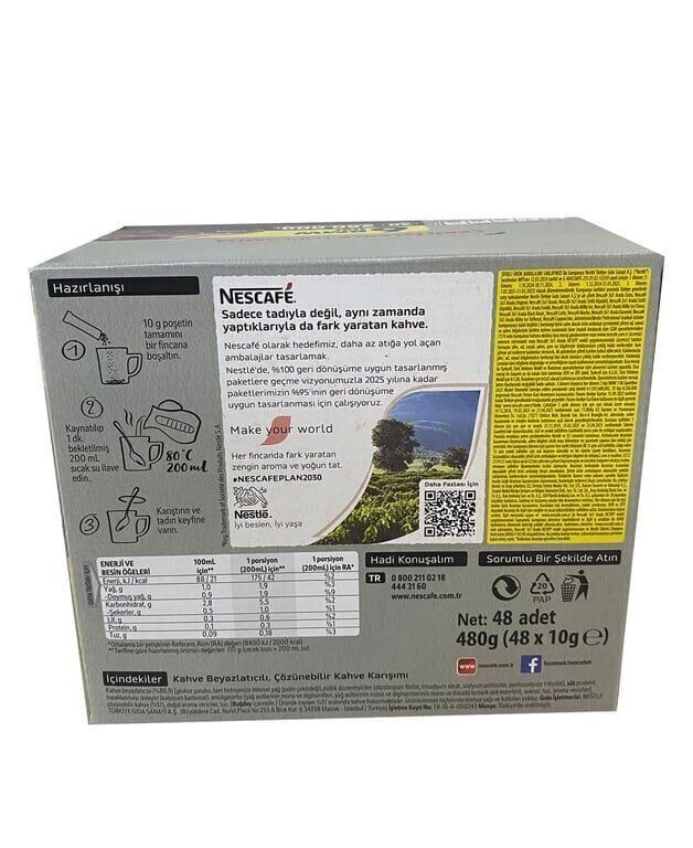Nescafe 2'si 1 Arada 10 gr X 48'li Paket Koli (12 Adet)