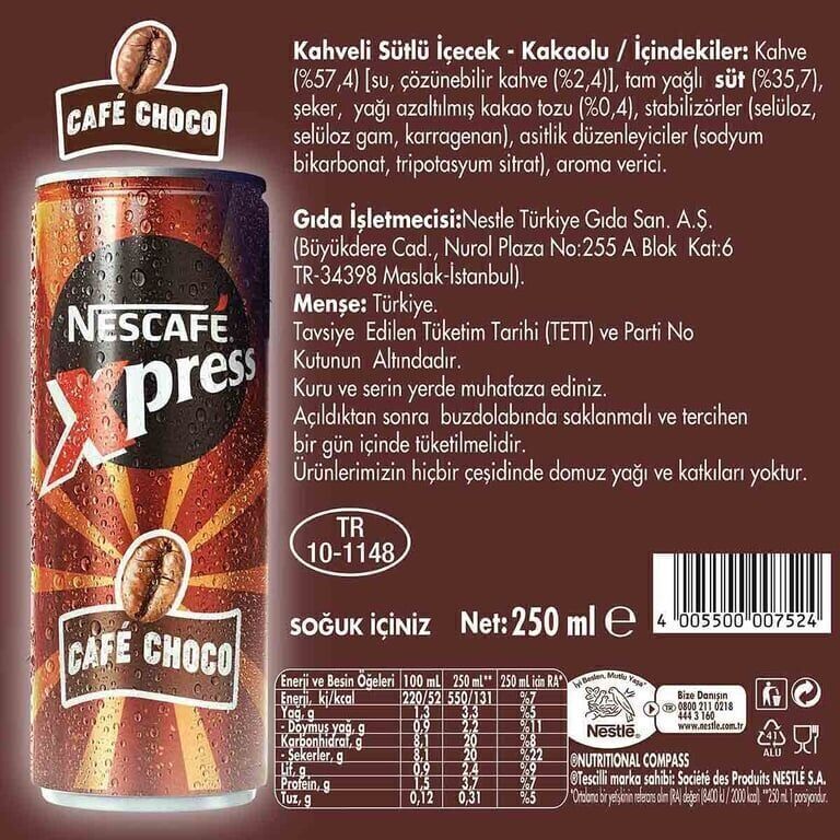 Nescafe Xpress Soğuk Kahve 250 ml Çikolatalı Koli (24 Adet)