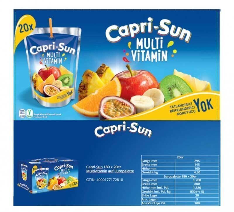 Capri-Sun Meyve Suyu 200 ml 20'li Paket Mutlivitamin Koli (20 Adet)