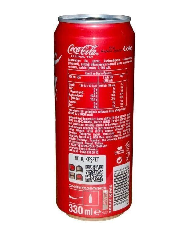 Coca Cola 330 ml Teneke Adet (1 Adet)