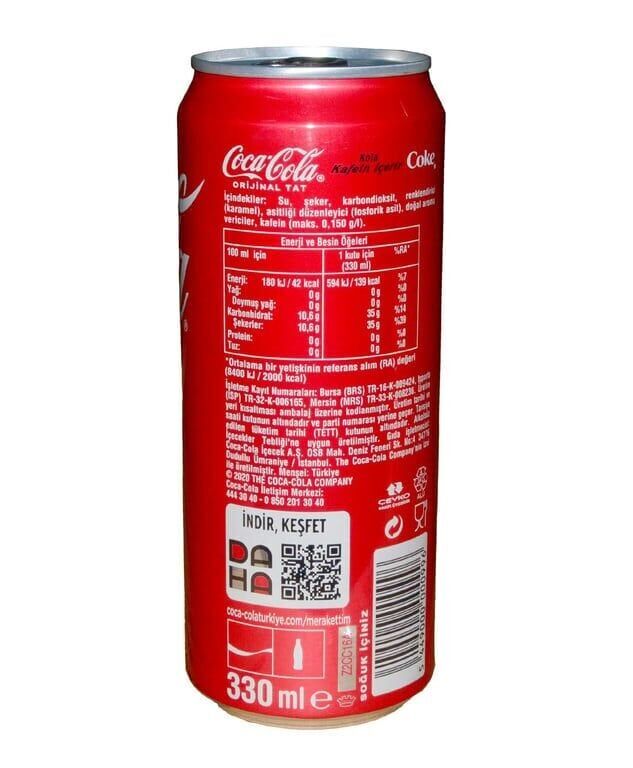 Coca Cola 330 ml Teneke Adet (1 Adet)