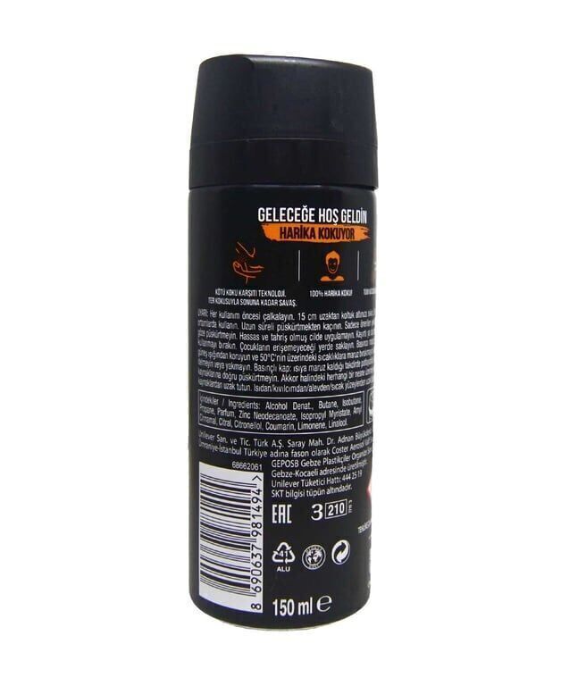Axe Dark Temptation Deodorant 150 ml Paket (6 Adet)