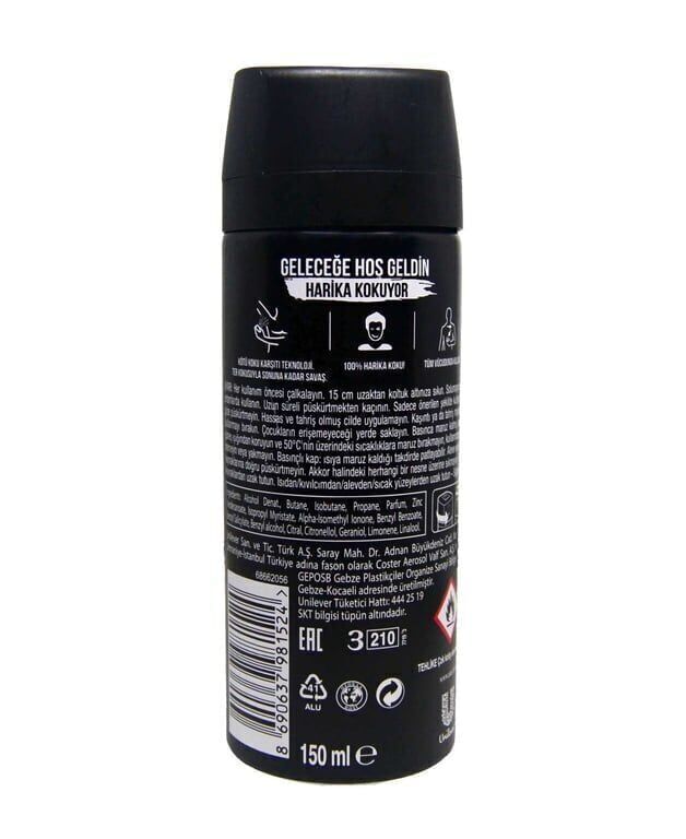 Axe Black Deodorant 150 ml Paket (6 Adet)