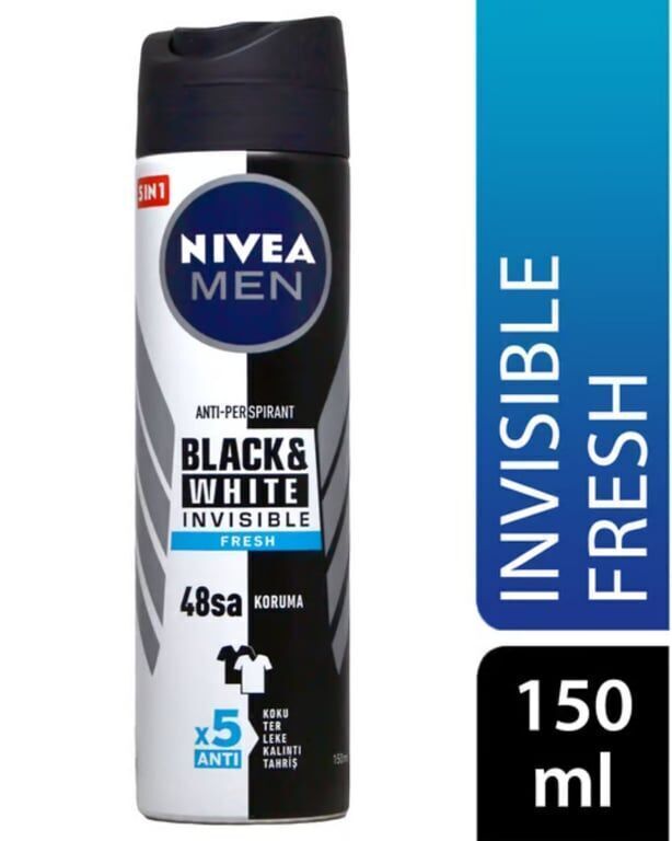 Nivea Deodorant 150 ml Erkek İnvisible Black&White Fresh Adet (1 Adet)