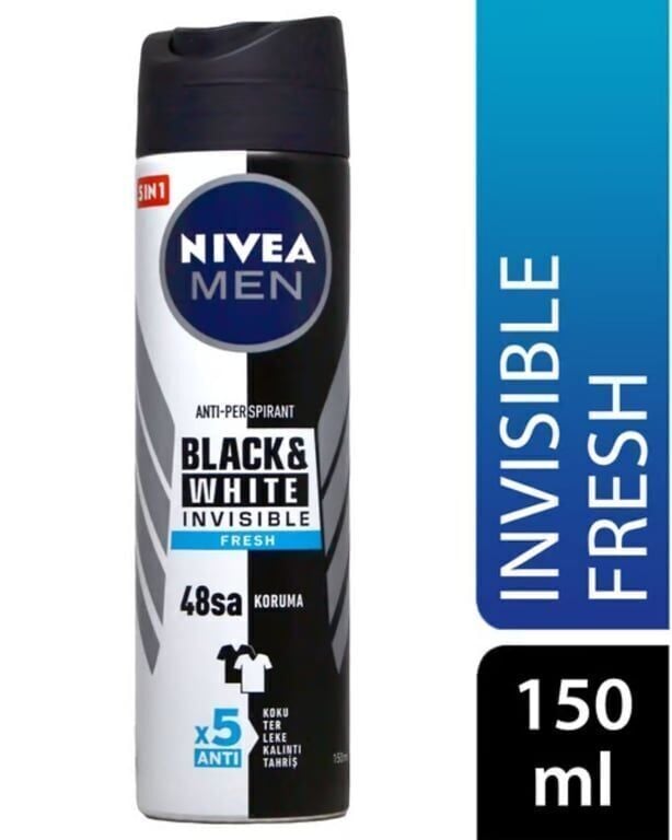 Nivea Deodorant 150 ml Erkek İnvisible Black&White Fresh Paket (6 Adet)