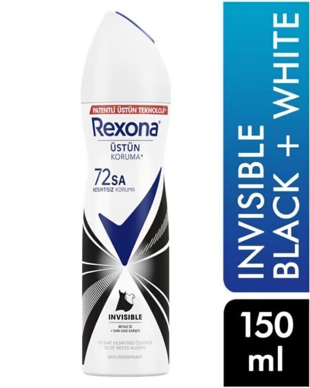 Rexona Kadın Invisible Black White Deodorant 150 ml Paket (6 Adet)