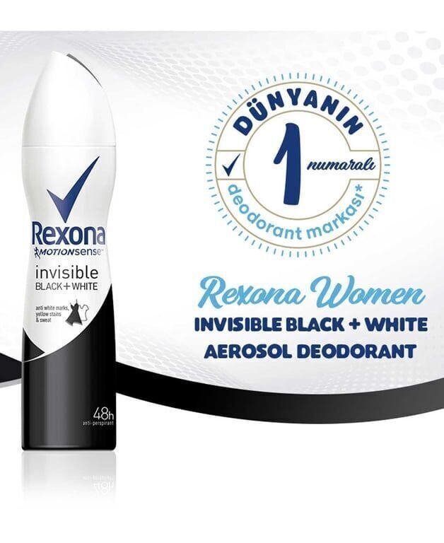 Rexona Kadın Invisible Black White Deodorant 150 ml Paket (6 Adet)