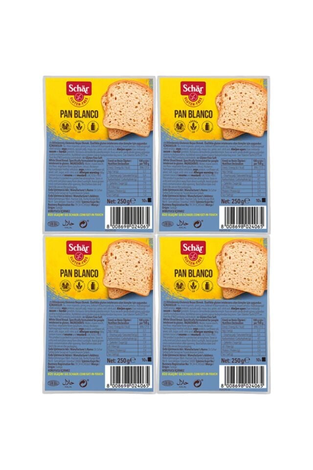 Schar Pan Blanco Glutensiz Beyaz Ekmek 250 gr (4 Adet)